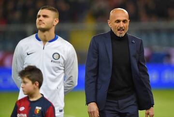 Soccer Football - Serie A - Genoa v Inter Milan - Stadio Comunale Luigi Ferraris, Genoa, Italy - April 3, 2019 Inter Milan coach Luciano Spalletti with Mauro Icardi before the match