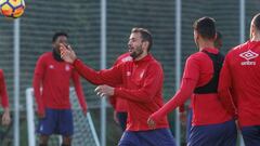 Stuani, durante un entrenamiento del Girona.