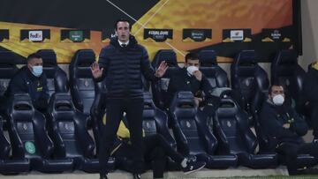 Villarreal's Head coach Unai Emery during Europa League match round of 16 Second leg between Villarreal CF and Dynamo Kyiv at La Ceramica stadium. In Villarreal on March 18, 2021.