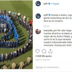 Ricardo Peláez se despide de la afición del Cruz Azul