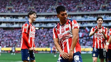 Daniel Aguirre celebrates his goal 2-0 of Guadalajara during the 1st round match between Guadalajara and Pachuca as part of the Liga BBVA MX, Torneo Clausura 2026 at Akron Stadium, on January 10, 2026 in Guadalajara, Jalisco, Mexico.