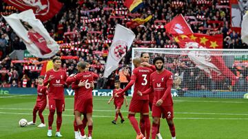 LIVERPOOL, ENGLAND - OCTOBER 16: (THE SUN OUT, THE SUN ON SUNDAY OUT) Joe Gomez of Liverpool at the start of the Premier League match between Liverpool FC and Manchester City at Anfield on October 16, 2022 in Liverpool, England. (Photo by Andrew Powell/Liverpool FC via Getty Images)