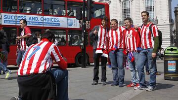 Aficionados del Atlético en Londres.