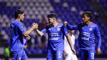 Nicolas Ibanez celebrates his goal 5-0 of Cruz Azul during the round one second leg match between Cruz Azul and Vancouver FC as part of the CONCACAF Champions Cup 2026, at Cuauhtemoc Stadium on February 12, 2026 in Puebla, Mexico.