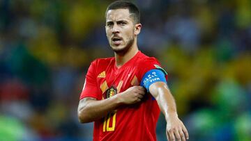 Eden Hazard jugando con la selección belga en el Mundial de Rusia