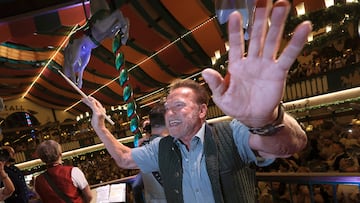 Arnold Schwarzenegger durante la fiesta del Oktoberfest celebrado en Munich.