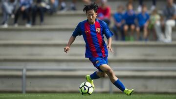 Seungwoo Lee durante un partido con el Barcelona.
