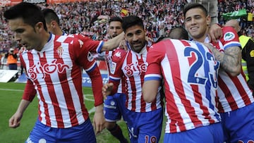 El Sporting celebra un gol.