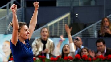 Simona Halep celebra su victoria en el WTA 1000 de Madrid, en una imagen de archivo.