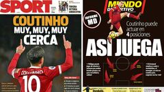 Portadas de &#039;Sport&#039; y &#039;Mundo Deportivo&#039; del mi&eacute;rcoles, 3 de enero de 2018.