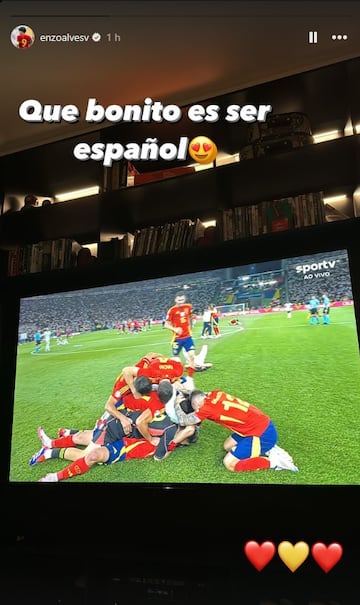 Enzo Alves, hijo de Marcelo, al ganar España la Eurocopa.