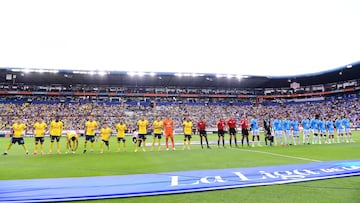 Protocolo during the 14th round match between Pachuca and America as part of the Liga BBVA MX, Torneo Clausura 2025 at Hidalgo Stadium, on April 05, 2025 in Pachuca, Hidalgo, Mexico.