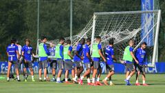 Los jugadores del Deportivo, en su primer entrenamiento de pretemporada.