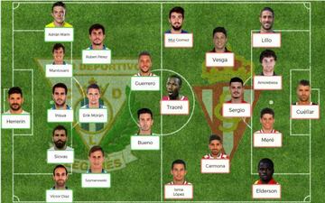 Posibles onces en el Leganés vs Sporting