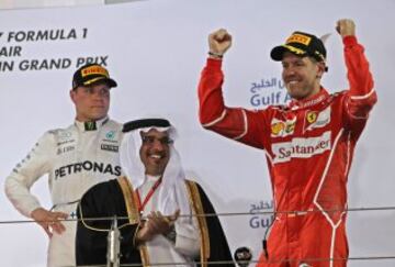 Sebastian Vettel celebra la victoria. 