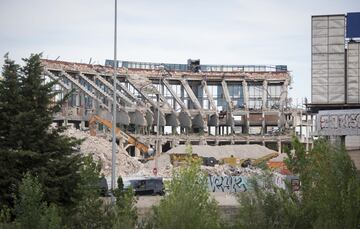 Aspecto de la demolición del Estadio Vicente Calderón a 6 de agosto de 2019.
