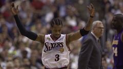 Allen Iverson se despide del p&uacute;blico en las Finales 2001, en las que los Sixers cayeron por 4-1 ante Los Angeles Lakers.