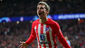 MADRID, 13/12/2023.- El delantero francés del Atlético de Madrid Antoine Griezmann celebra tras adelantar a su equipo durante el partido del grupo E de la Liga de Campeones entre Atlético de Madrid y Lazio, este miércoles en el estadio Cívitas Metropolitano en Madrid. EFE/ Kiko Huesca
