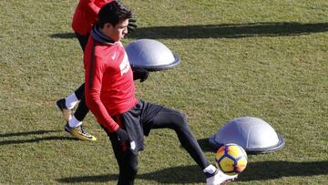 Nico Gait&aacute;n, durante un entrenamiento con el Atl&eacute;tico de Madrid.