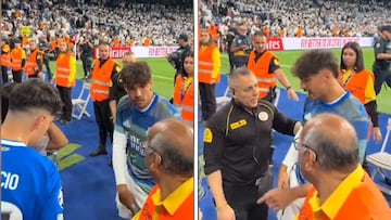 El peculiar momento de Asencio con un trabajador de seguridad del Bernabéu que se ha hecho viral en redes