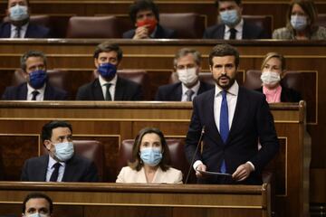 El lder del PP, Pablo Casado, interviene en la sesin plenaria de hoy.