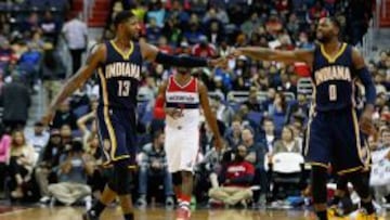 Paul George (40) y C.J. Miles (32) hundieron a los Wizards con sus 72 puntos.