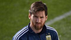 Argentina&#039;s forward Lionel Messi attends a training session in Madrid on March 25, 2018 ahead of an international friendly football match between Spain and Argentina. / AFP PHOTO / GABRIEL BOUYS
