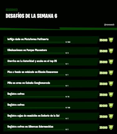 Fortnite Temporada 3: desafíos filtrados Semana 6