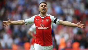 LONDON, ENGLAND - MAY 27: Aaron Ramsey of Arsenal celebrates scoring his sides second goal during the Emirates FA Cup Final between Arsenal and Chelsea at Wembley Stadium on May 27, 2017 in London, England. (Photo by Ben Hoskins - The FA/The FA via Getty Images)