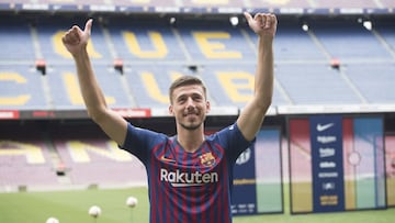 Lenglet, en su presentación con el Barcelona.