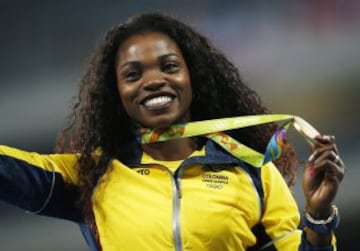 La colombiana tiene dos medallas en los Juegos Olímpicos. Ganó plata en el salto triple de Londres y el oro en Río.