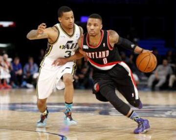 Damian Lillard trata de marcharse de Trey Burke.