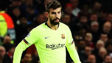 Piqué, en el partido entre Barcelona y Manchester United.
