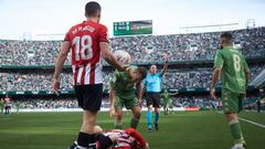 Nabil Fekir of Real Betis see the red card during the spanish league, La Liga Santander, football match played between Real Betis and Athletic Club at Benito Villamarin stadium on March 13, 2022, in Sevilla, Spain.
 AFP7 
 13/03/2022 ONLY FOR USE IN SPAIN