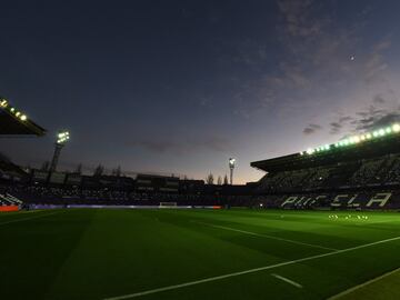 VALLADOLID, SPAIN - MARCH 10:  General view inside the stadium as the floodlights come on after a temporary failure prior to the La Liga match between Real Valladolid CF and Real Madrid CF at Jose Zorrilla on March 10, 2019 in Valladolid, Spain. (Photo by