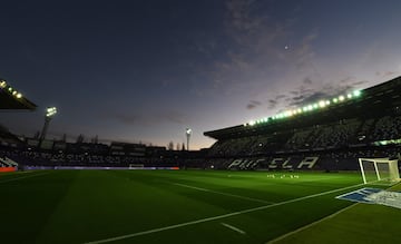 VALLADOLID, SPAIN - MARCH 10:  General view inside the stadium as the floodlights come on after a temporary failure prior to the La Liga match between Real Valladolid CF and Real Madrid CF at Jose Zorrilla on March 10, 2019 in Valladolid, Spain. (Photo by