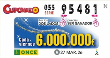 Cuponazo de la ONCE: comprobar los resultados del sorteo hoy, viernes 27 de marzo