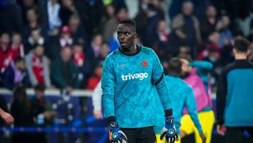 Edouard MENDY of Chelsea during the UEFA Champions League, round of 16, second leg match between Lille and Chelsea at Stade Pierre Mauroy on March 16, 2022 in Lille, France. (Photo by Hugo Pfeiffer/Icon Sport via Getty Images)