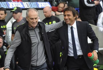 Chelsea manager Antonio Conte and Swansea City manager Francesco Guidolin