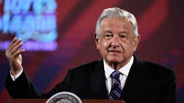 Mexico's President Andres Manuel Lopez Obrador speaks during his daily morning press conference in Mexico City on April 11, 2022. (Photo by CLAUDIO CRUZ / AFP) (Photo by CLAUDIO CRUZ/AFP via Getty Images)