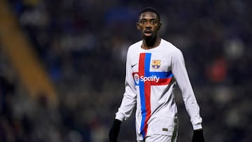 ALICANTE, SPAIN - JANUARY 04: Ousmane Dembele of FC Barcelona looks on during the Copa Del Rey Round of 32 match between Intercity and FC Barcelona at Estadio Jose Rico Perez on January 04, 2023 in Alicante, Spain. (Photo by Mateo Villalba/Quality Sport Images/Getty Images)