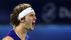 Tennis - ATP 500 - Dubai Tennis Championships - The Dubai Duty Free Tennis Centre, Dubai, United Arab Emirates - February 27, 2023 Germany's Alexander Zverev reacts during his round of 32 match against Czech Republic's Jiri Lehecka REUTERS/Rula Rouhana