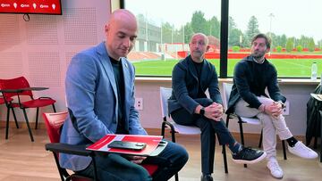 26-11-24. DAVID GUERRA, ÓSCAR GARRO Y GERARDO GARCÍA, PRESIDENTE EJECUTIVO, DIRECTOR DE FÚTBOL BASE Y DIRECTOR DEPORTIVO DEL SPORTING, RESPECTIVAMENTE,