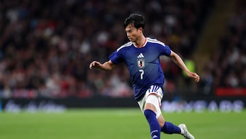 Kaoru Mitoma slotted past Jordan Pickford to finish off a rapid counter attack and give Japan a deserved win at Wembley.