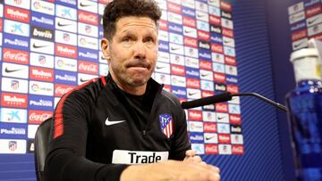 GRAF831. MAJADAHONDA (MADRID), 17/11/2017.- El entrenador del Atlético de Madrid, el argentino Diego Simeone, durante la rueda de prensa ofrecida en la víspera del partido de liga que enfrenta a su equipo con el Real Madrid en el estadio Wanda Metropolitano. EFE/ Ballesteros