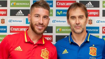 Ramos y Lopetegui en una rueda de prensa.