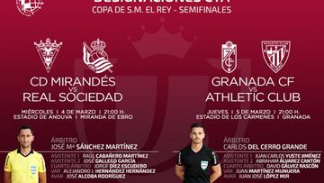 Sánchez Martínez dirigirá el Mirandés-Real Sociedad; Del Cerro, el Granada-Athletic