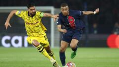 Emre Can y Kylian Mbappé durante una acción de la vuelta de semifinales de la Champions League entre el PSG y el Borussia Dortmund.