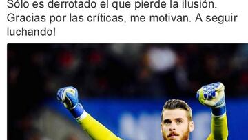 David de Gea: "Gracias por las críticas, me motivan"