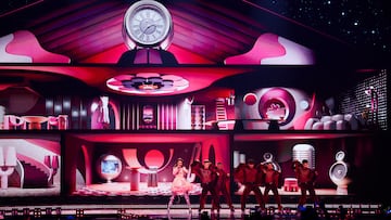 Laura Thorn, representing Luxembourg, takes part in dress rehearsal 2 for the second semi-final of the 2025 Eurovision Song Contest, in Basel, Switzerland, May 14, 2025. REUTERS/Denis Balibouse